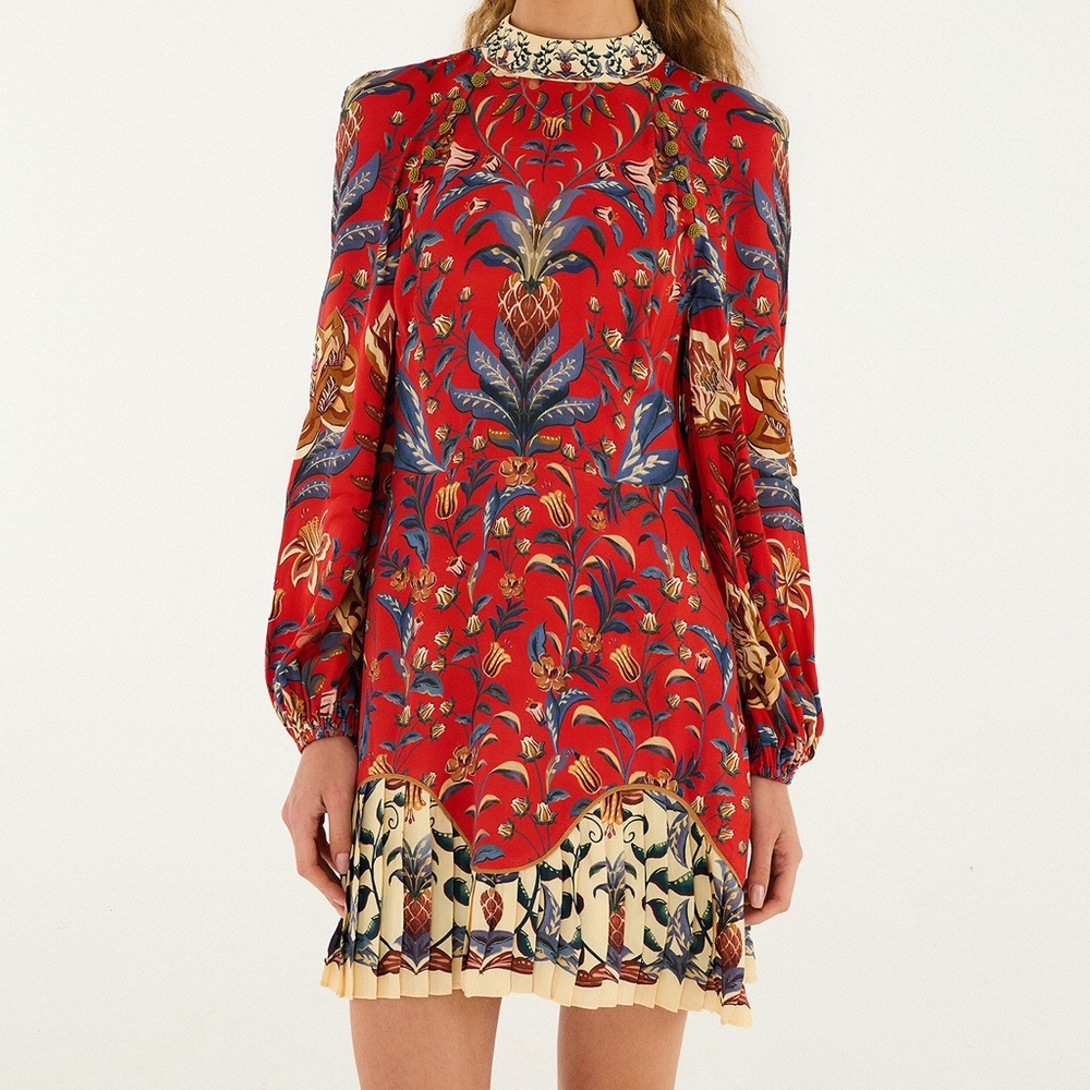 FARM Rio Red Winter Breeze Lenzing™ Ecovero™ Viscose Mini Dress Size SWINTER BRE